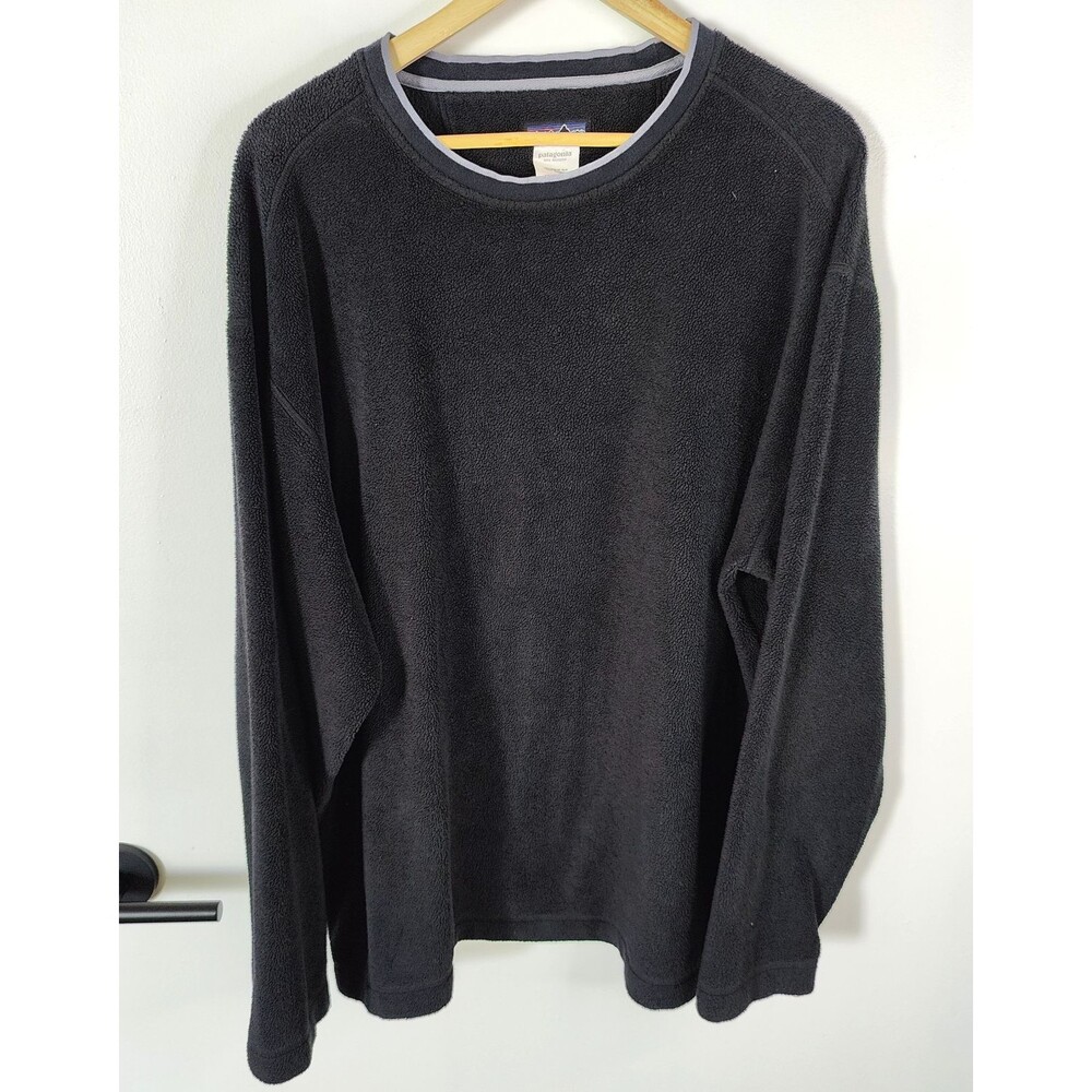 Patagonia Sweatshirt Mens XL Black Rhythm Fleece Crewneck Pullover Logo